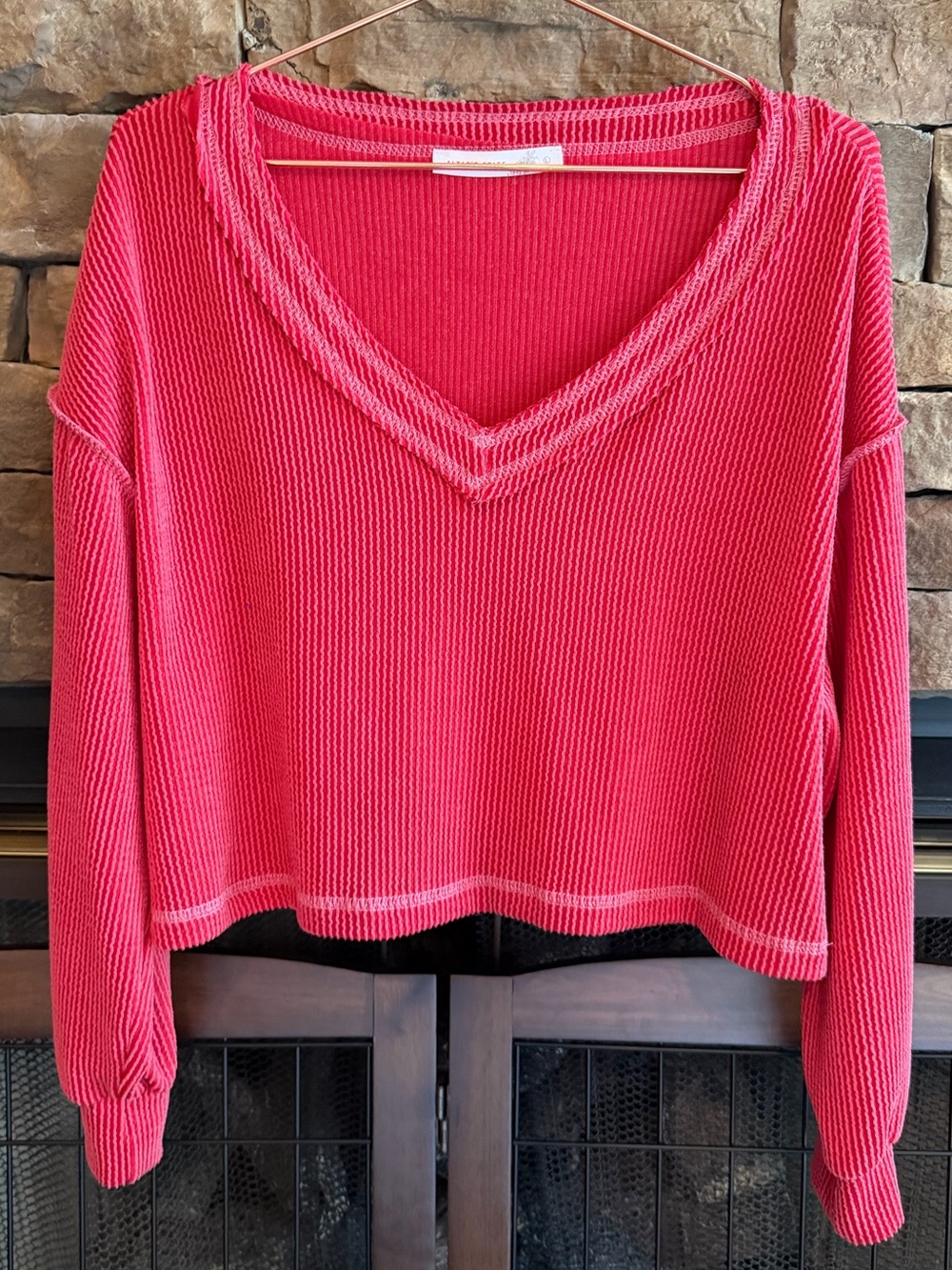 Altar’d State Layne Ribbed Top in Red – Women’s Large - NWOT